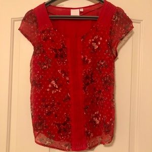 Lauren Conrad Floral Red Top